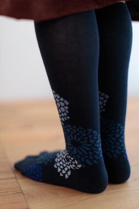 分趾襪(膝下長度)/全菊 藏藍色 【女性用】