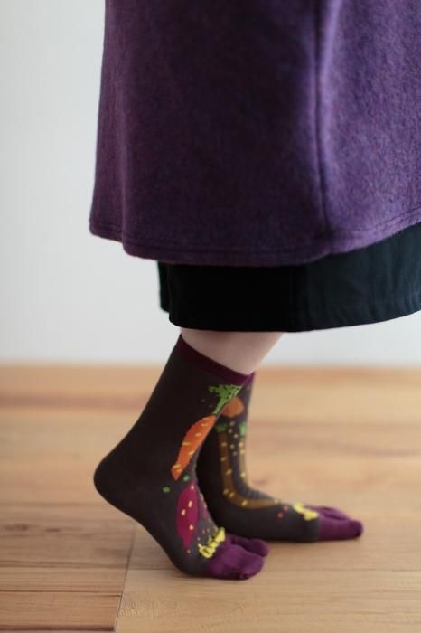 分趾襪(普通長度)/根菜類 小豆色【男・女性用】