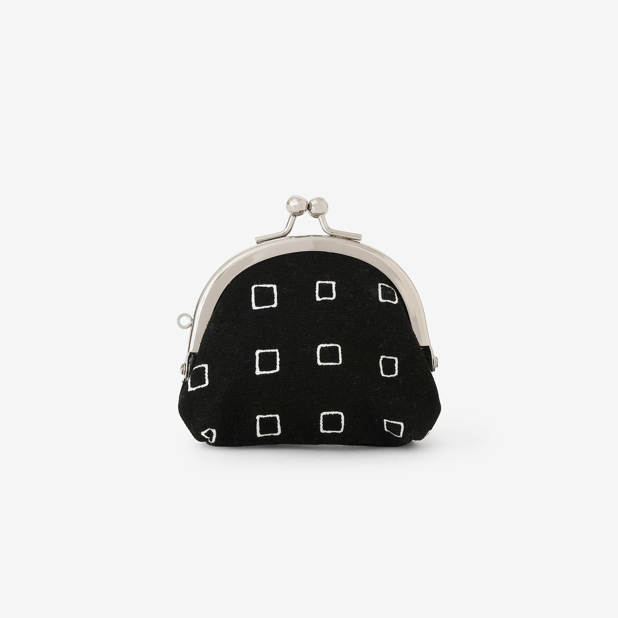 No.12 Soft Canvas Gamaguchi Clasp Purse(Small)/ Masu Black × White