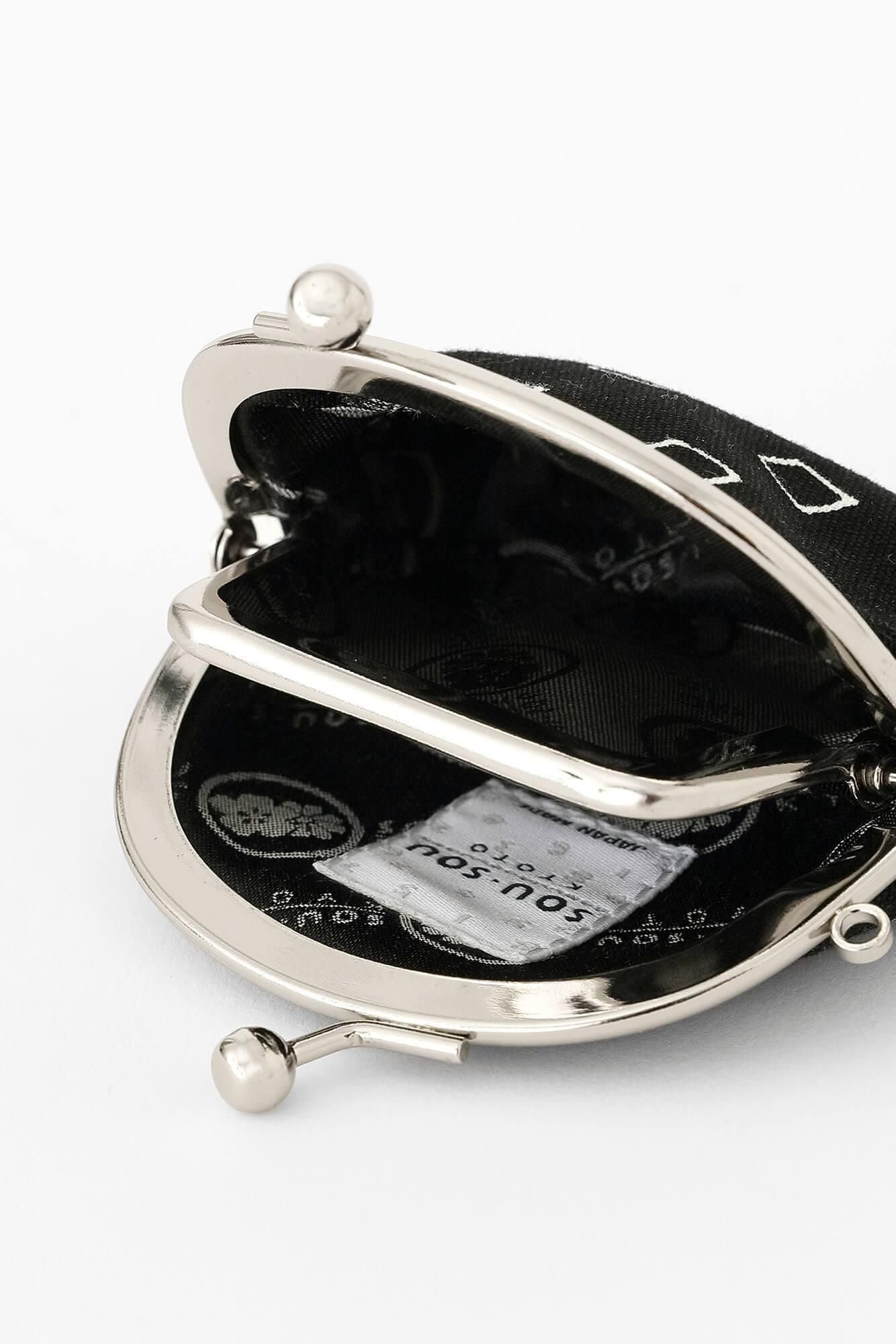 No.12 Soft Canvas Gamaguchi Clasp Purse(Small)/ Masu Black × White