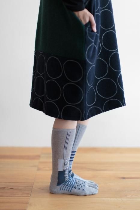 分趾襪(膝下長度)/重疊 銀灰色【女性用】