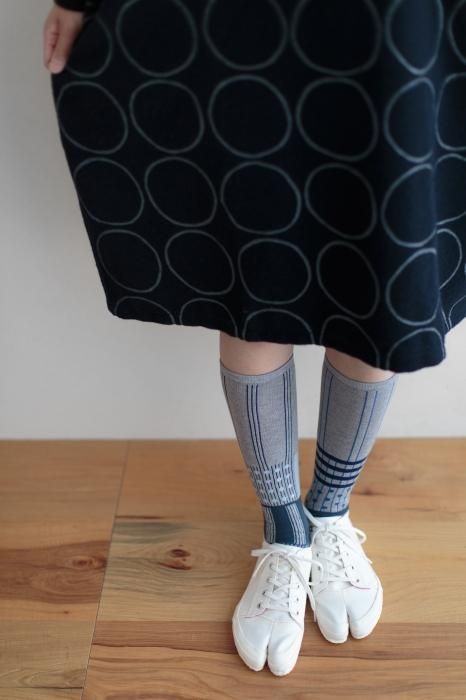 分趾襪(膝下長度)/重疊 銀灰色【女性用】