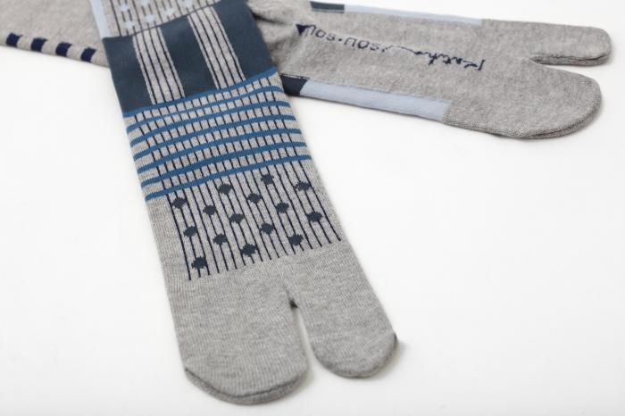 分趾襪(膝下長度)/重疊 銀灰色【女性用】