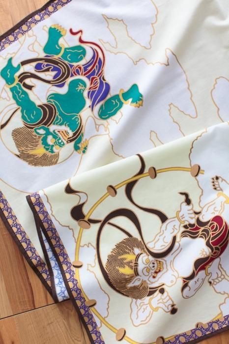 Hand-printed Furoshiki (Large) / Wind God and Thunder God