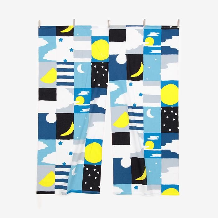 ISE棉花Tenugui Noren 2宽度/月亮和星星