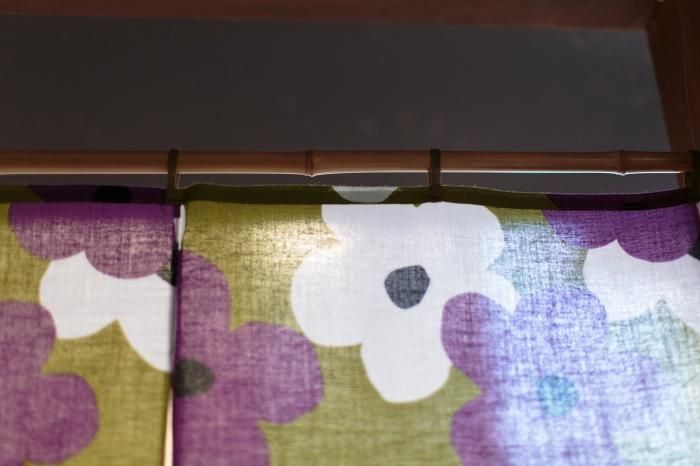 伊勢木棉 手巾門簾 2張寬/疊花 黃綠色