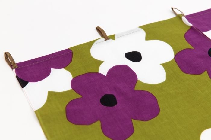 伊勢木棉 手巾門簾 2張寬/疊花 黃綠色