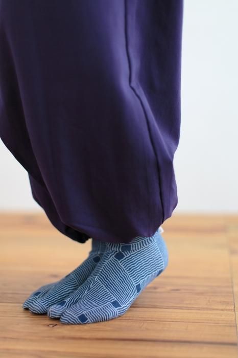 棉質圖案 彈性足袋襪/竹編 ※防滑襪底