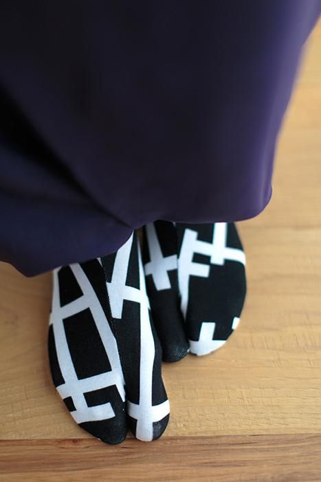 棉質圖案 彈性足袋襪/欄柵 小 ※防滑襪底