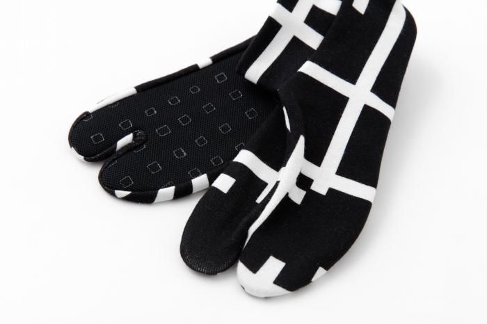 棉質圖案 彈性足袋襪/欄柵 小 ※防滑襪底