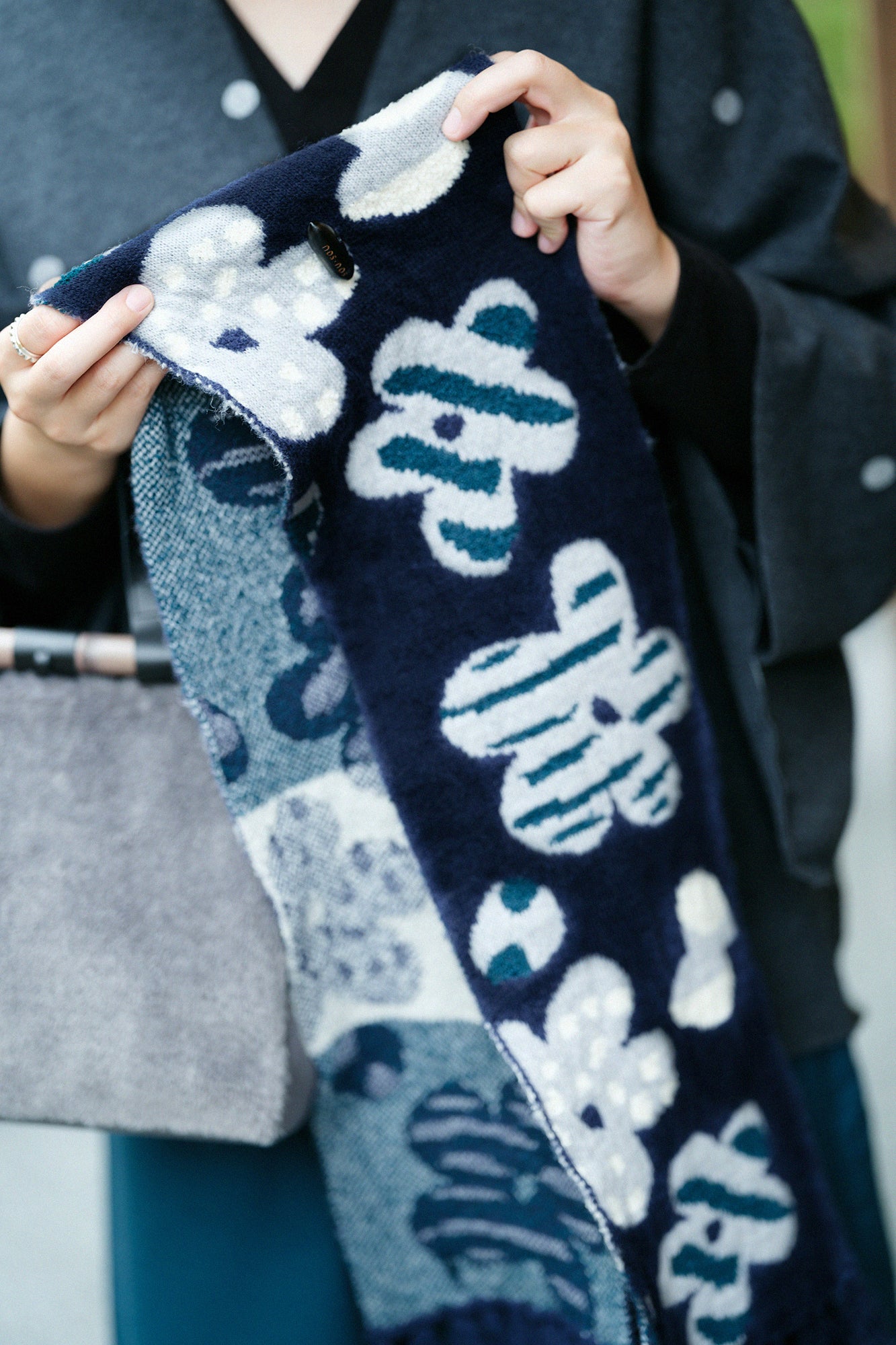 SOU・SOU×MOONBAT 草編領巾/綻放 寶藍色