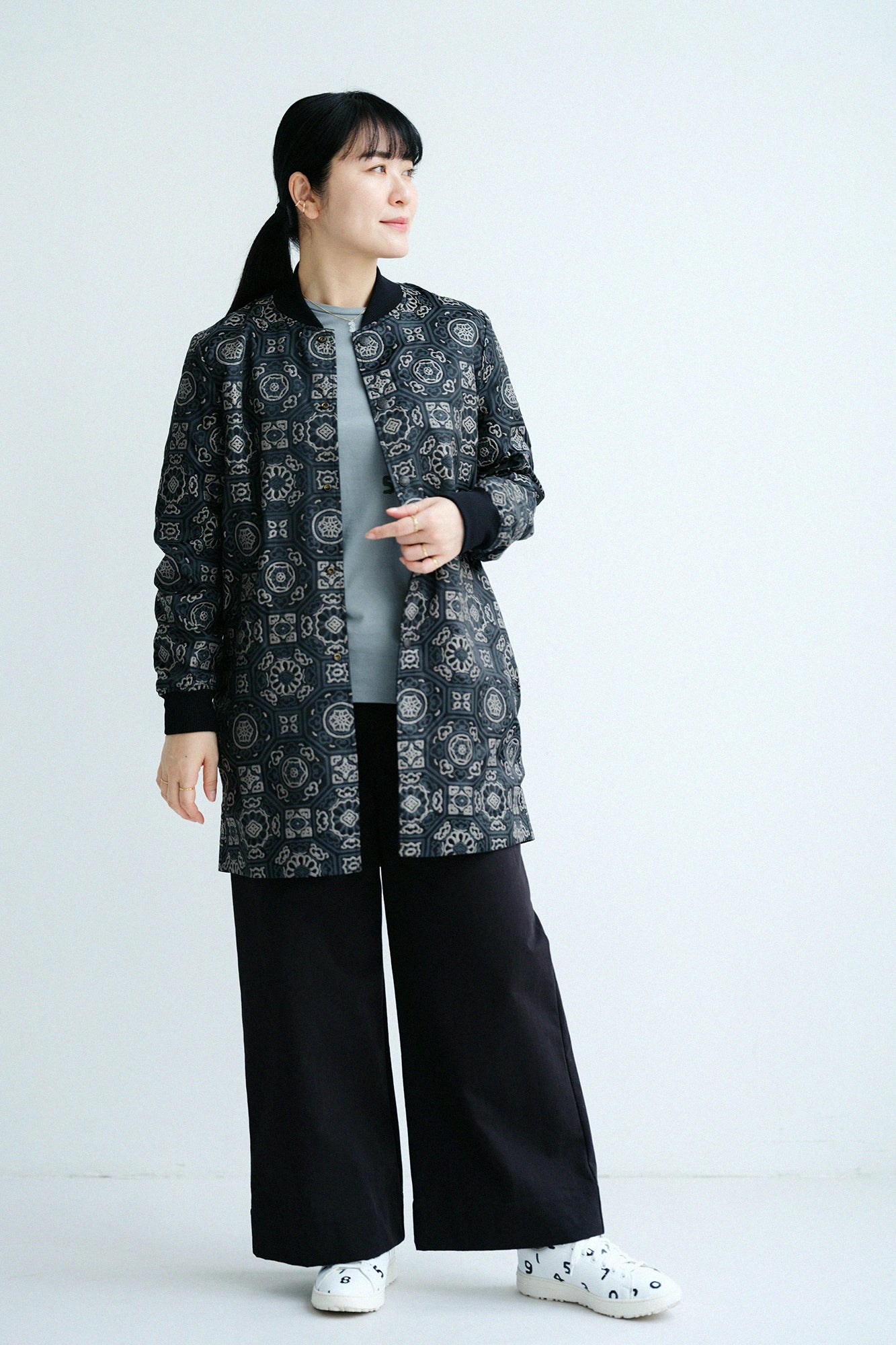 【Ships around 3/17】Plated Jersey Long-sleeved Pocket T-shirt / Moss Grey