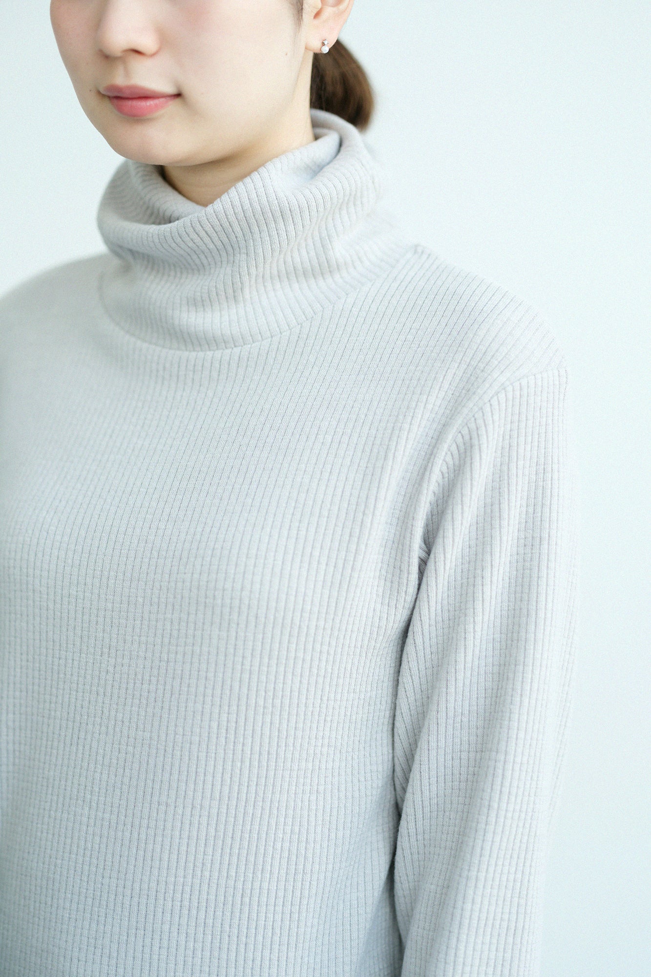 【預購】Soft Thermo(R) 羅紋針織 造型高領L/S長版上衣/天灰色(※預計於12月9日左右發貨)