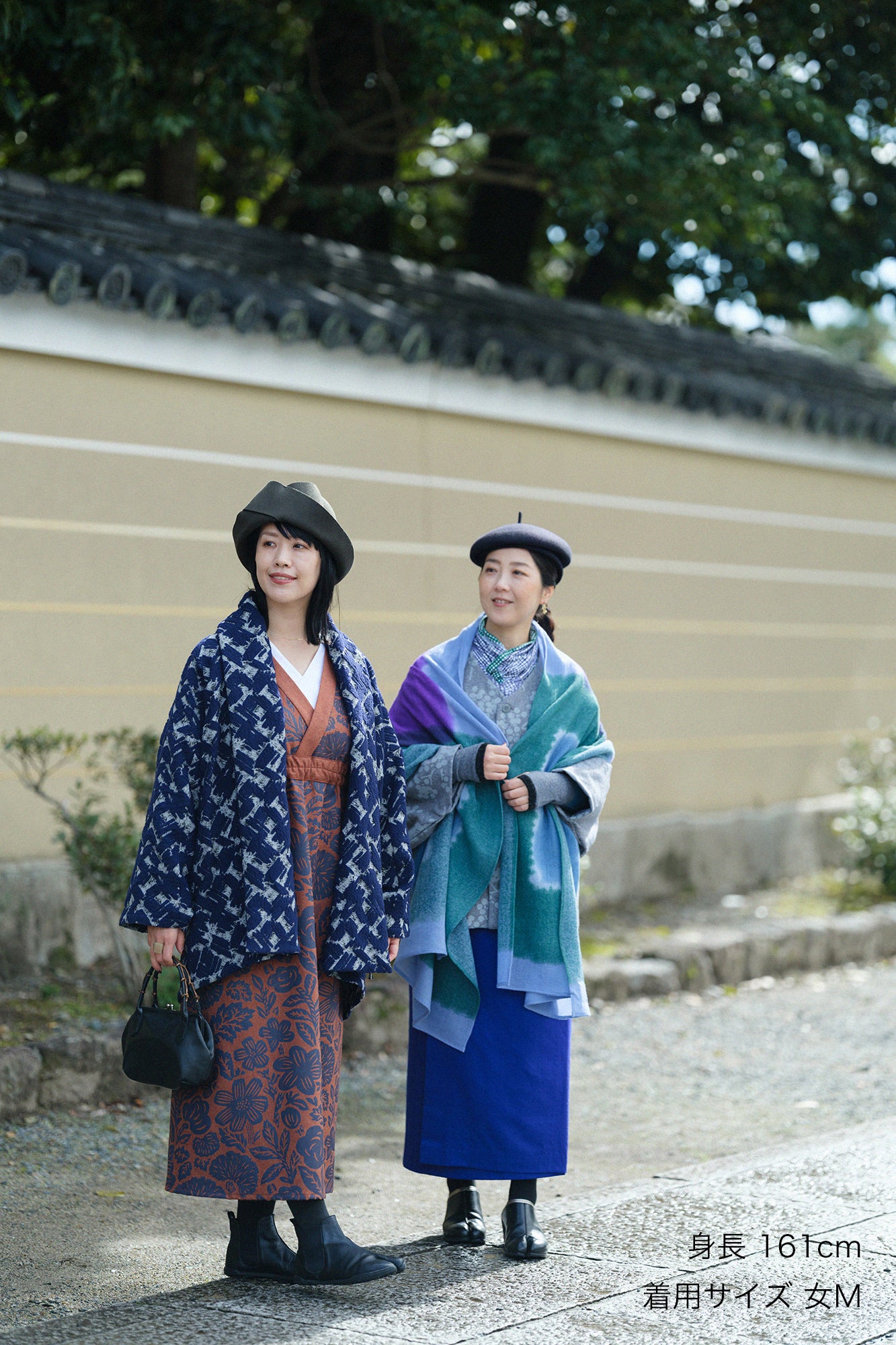 Wool Flannel Kimono Dress / Woodcut Yellowish Brown