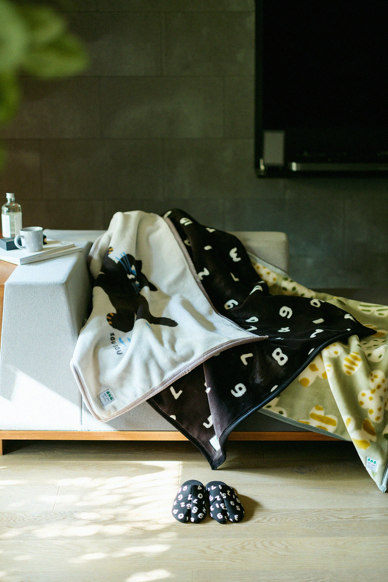 SOU・SOU×森彌毛織 丙烯酸纖維 小蓋毯/貓