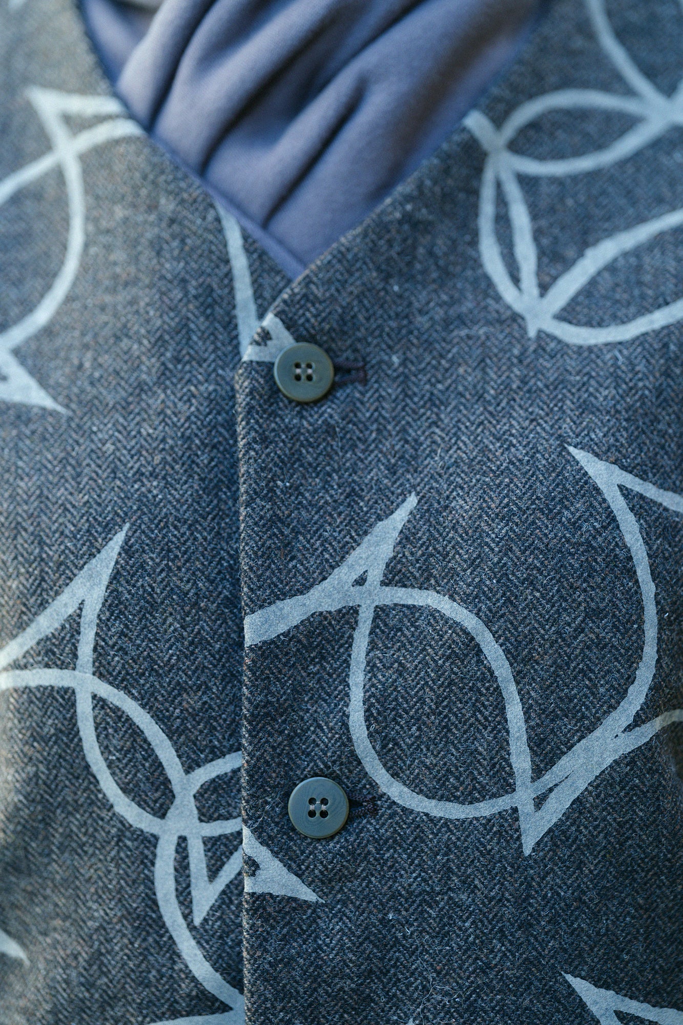 Combed Yarn Lattice Weave Naginata Sleeve Haori Long with Lining / Happiness Brown