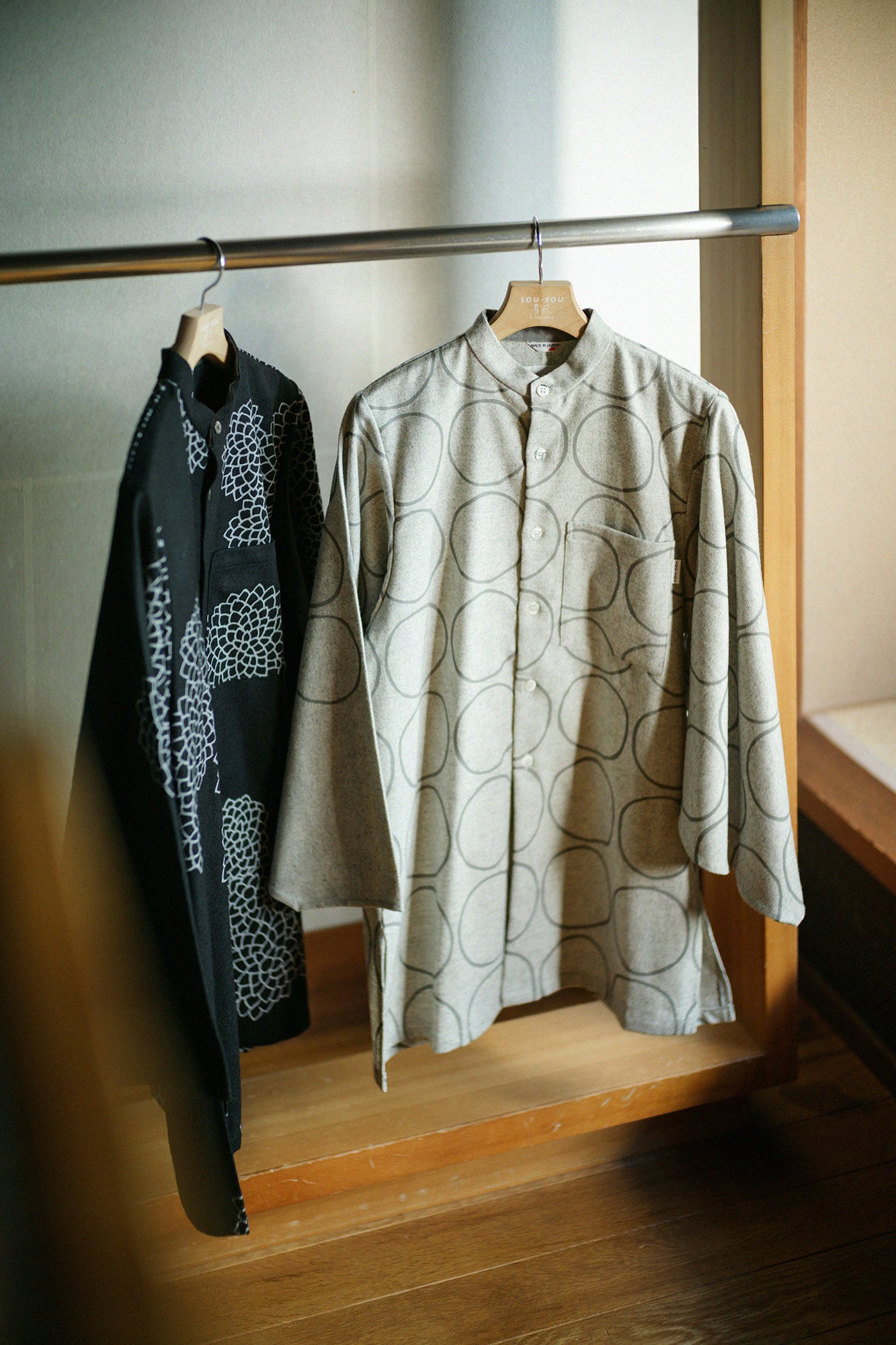 Tweed Naginata Sleeve Long Shirt / Circles and Blank Light Grey
