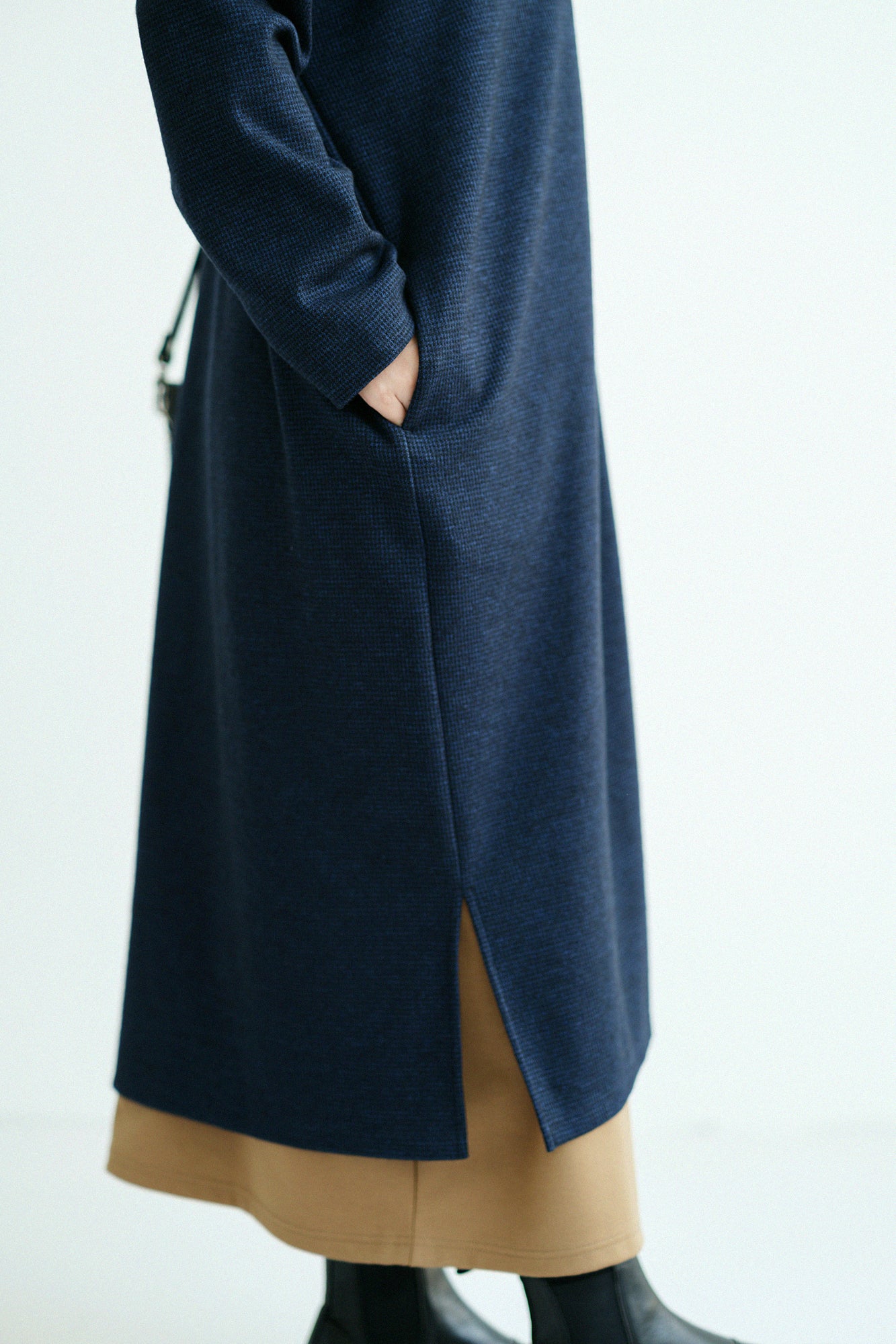 【預購】C/W千鳥格紋織 V領輕型外套/深藍色(※預計於12月9日左右發貨)