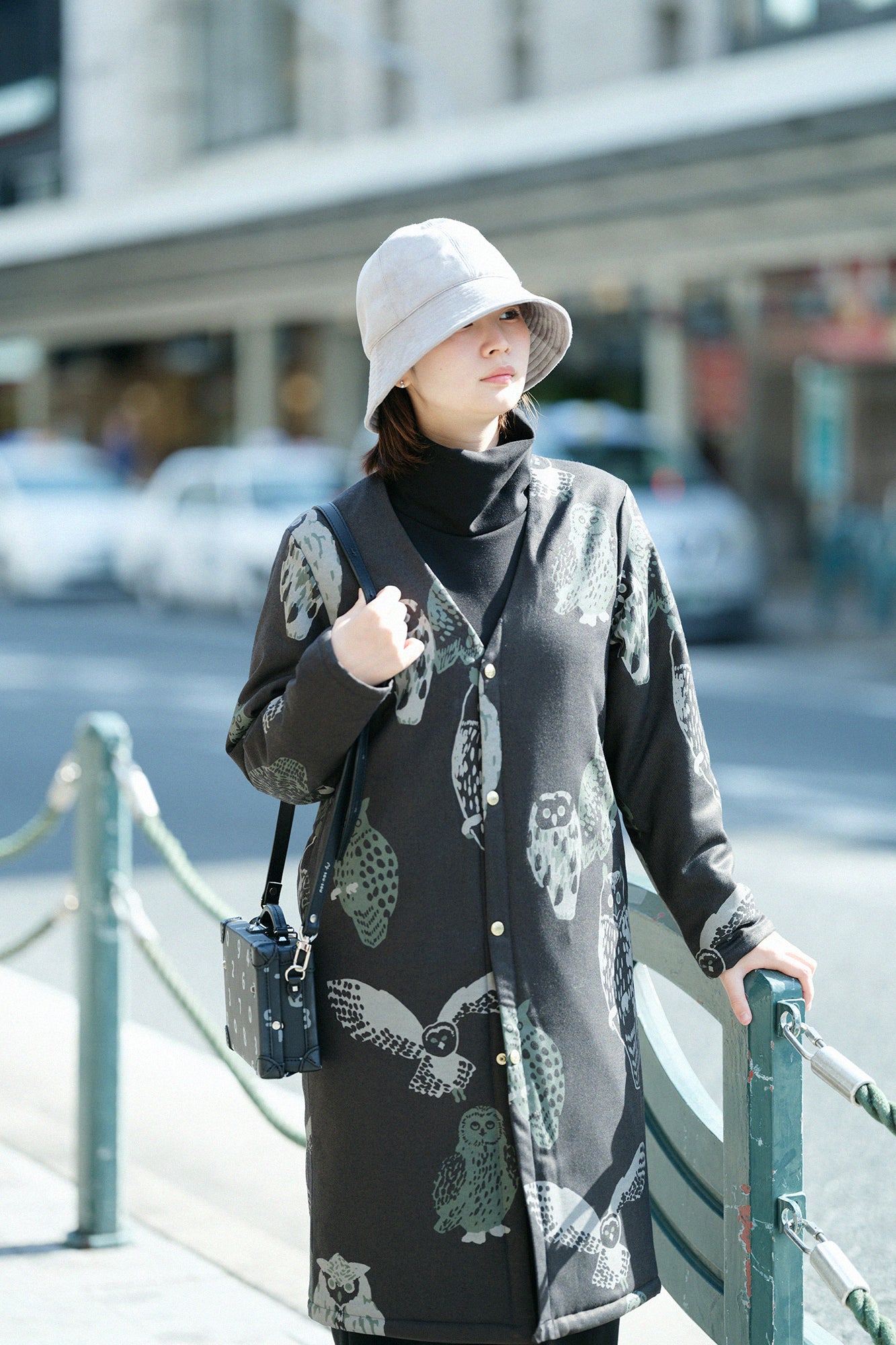 【Pre-order】Stretch Flannel Collarless Padded Coat/Owl Dark Brown(※Scheduled to be shipped around Dec 9)