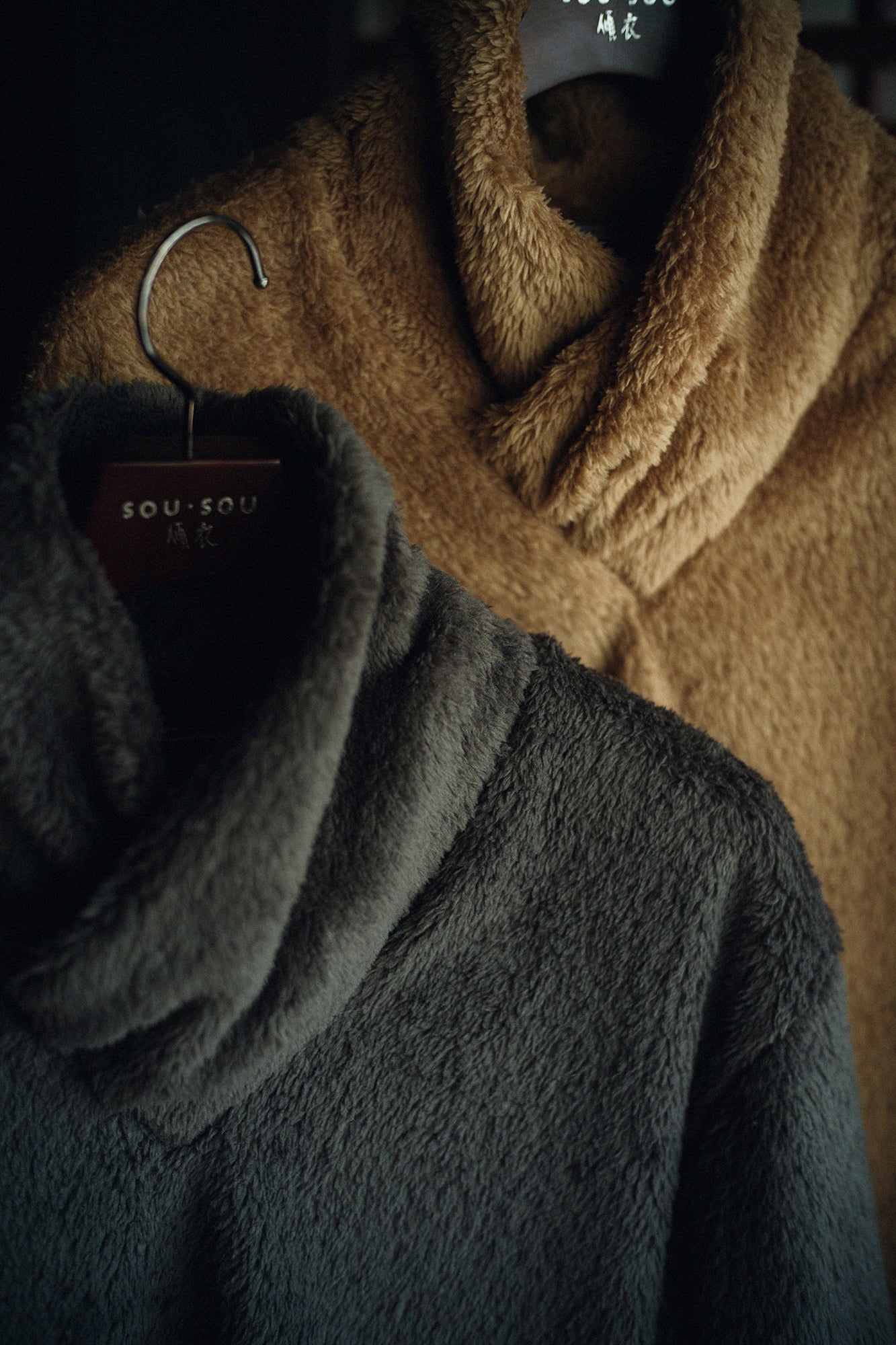 両面ボア 衿巻ジバン/濃灰(こいはい)