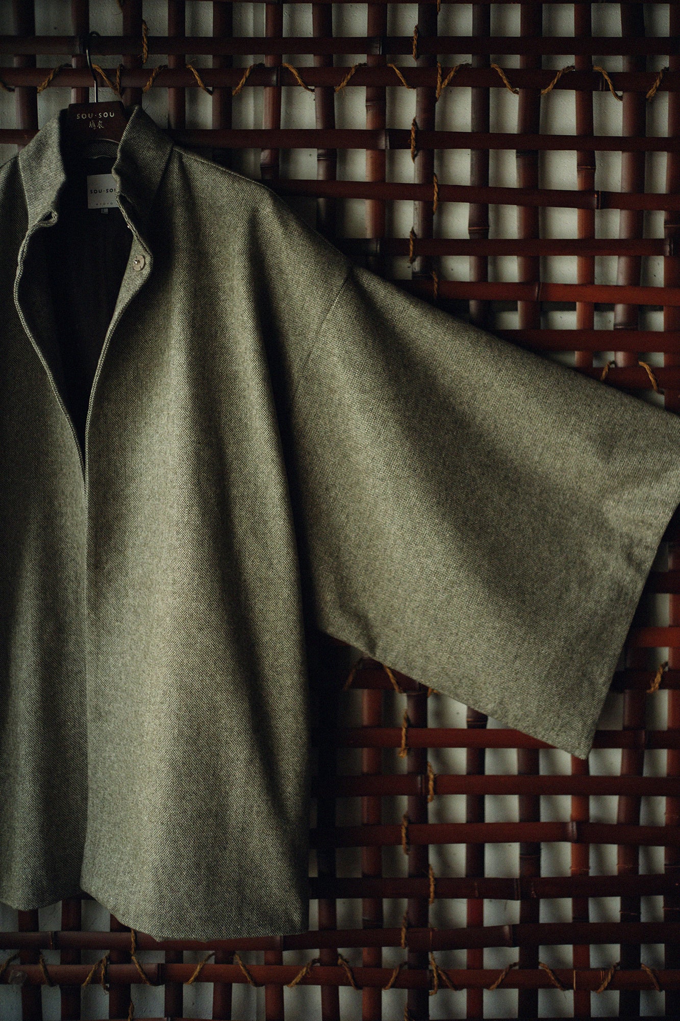 Tweed Kimono Sleeve Coat Short with Lining / Sea Otter Color