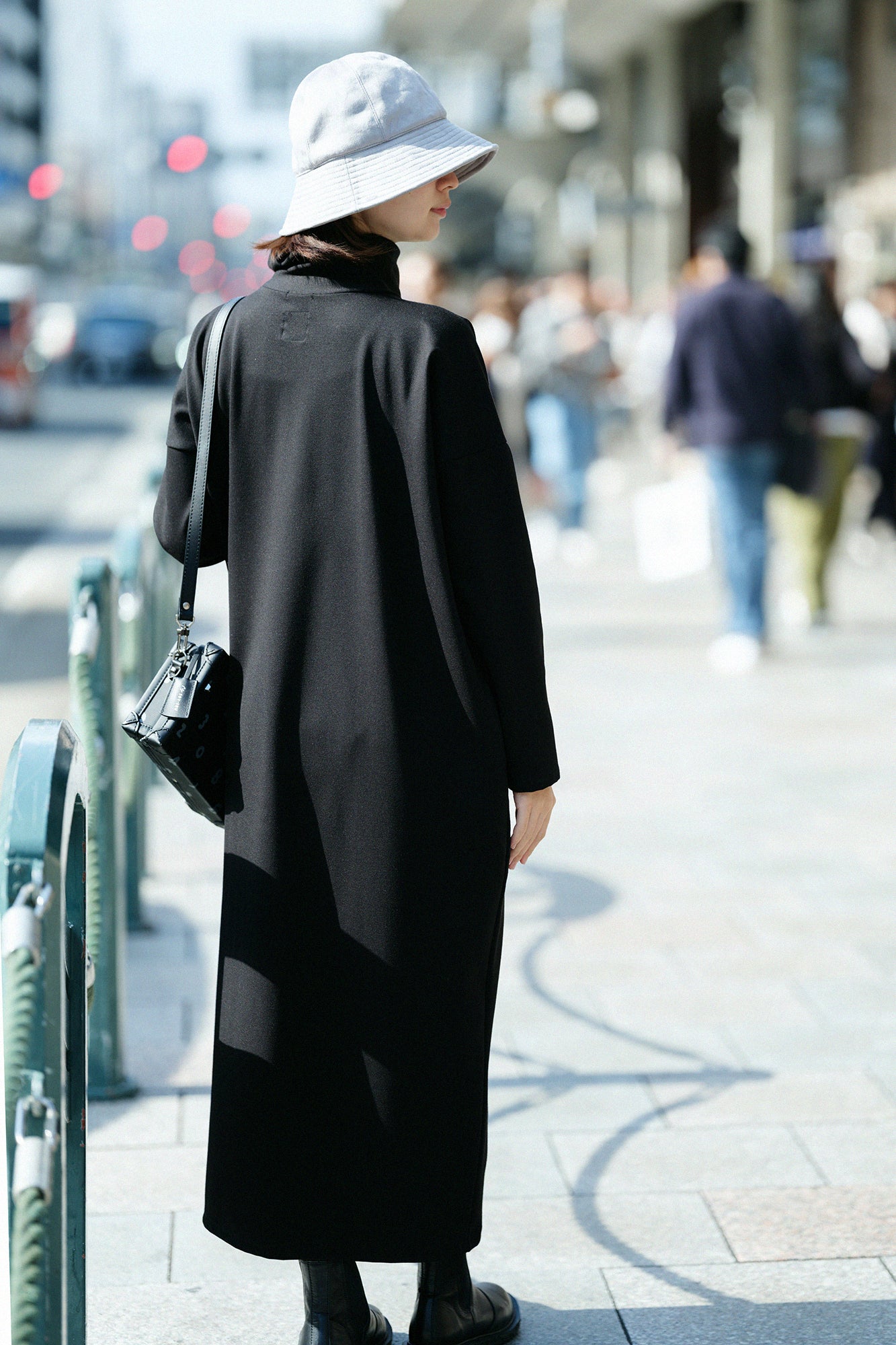 【Pre-order】Soft Thermo(R) Ponte Fabric Turtle Neck L/S One-piece Dress Maxi Length/Black(※Scheduled to be shipped around Dec 9)