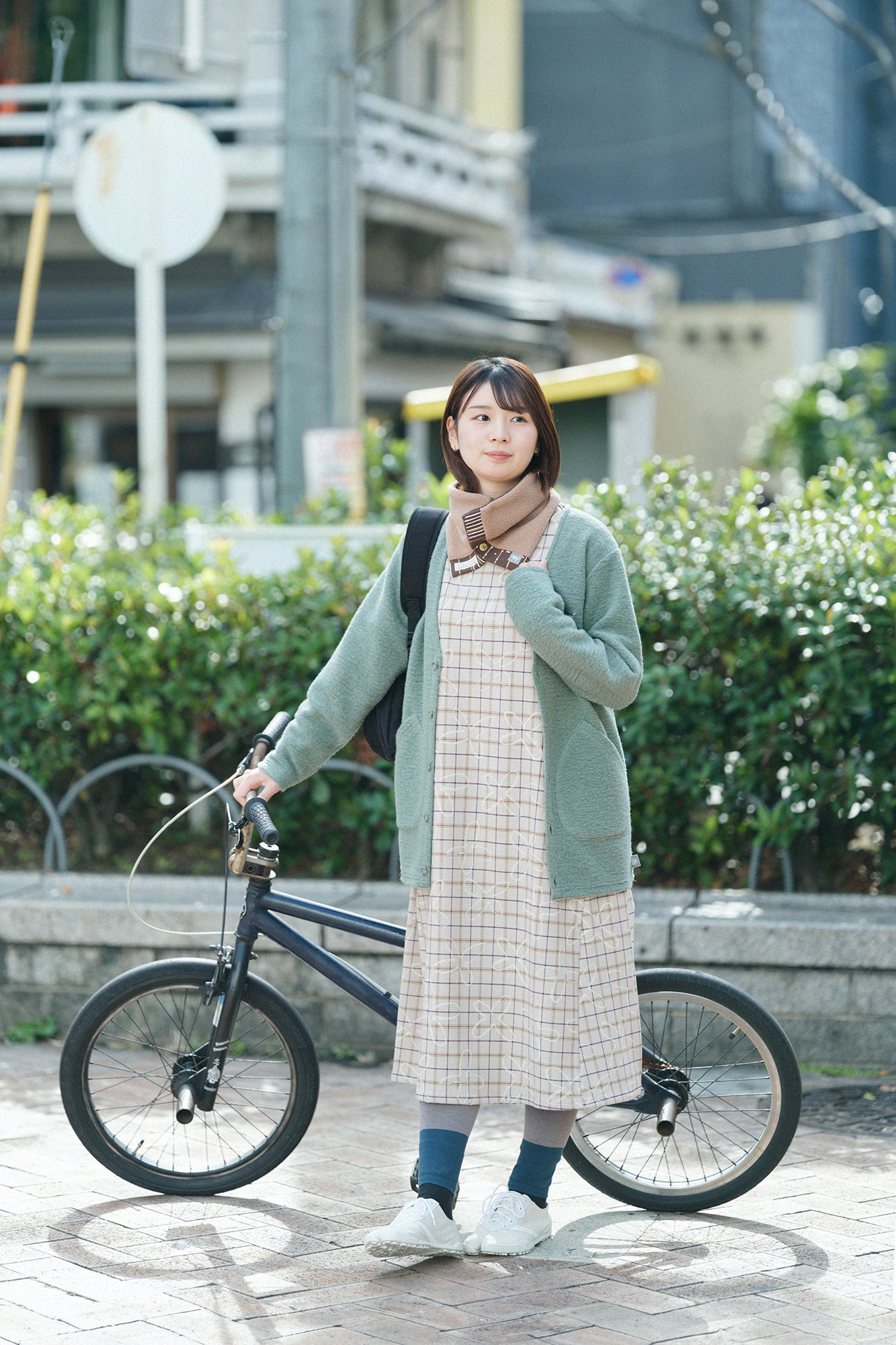 Soft Thermo(R) 內起絨 格紋 BIKE 連身裙 /蘿蔔草