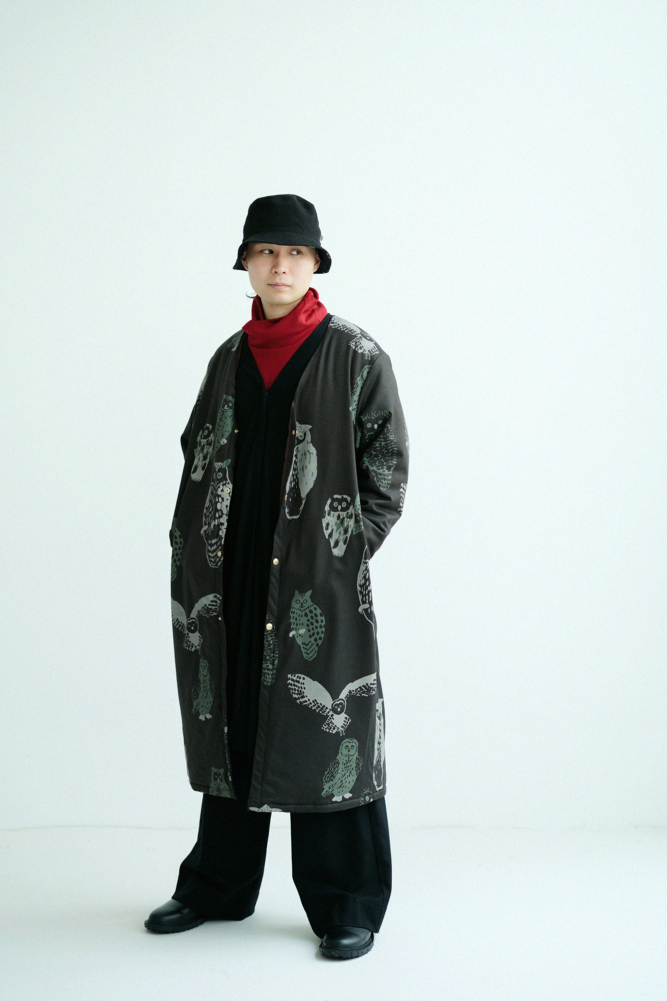 【預購】平針織 可洗羊毛 造型高領L/S長版上衣/深紅色(※預計於12月9日左右發貨)