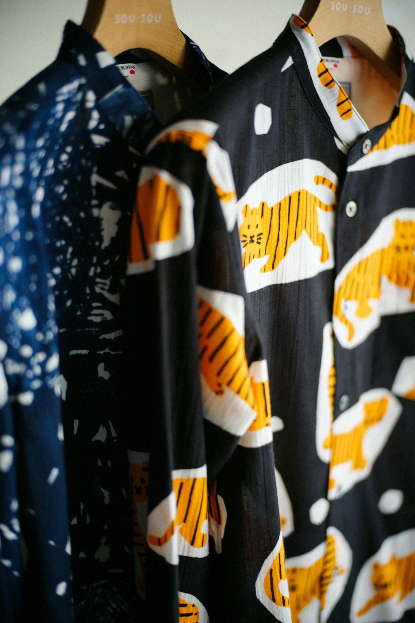 高島縮 20/20 スタンドカラーシャツ/寅(とら)