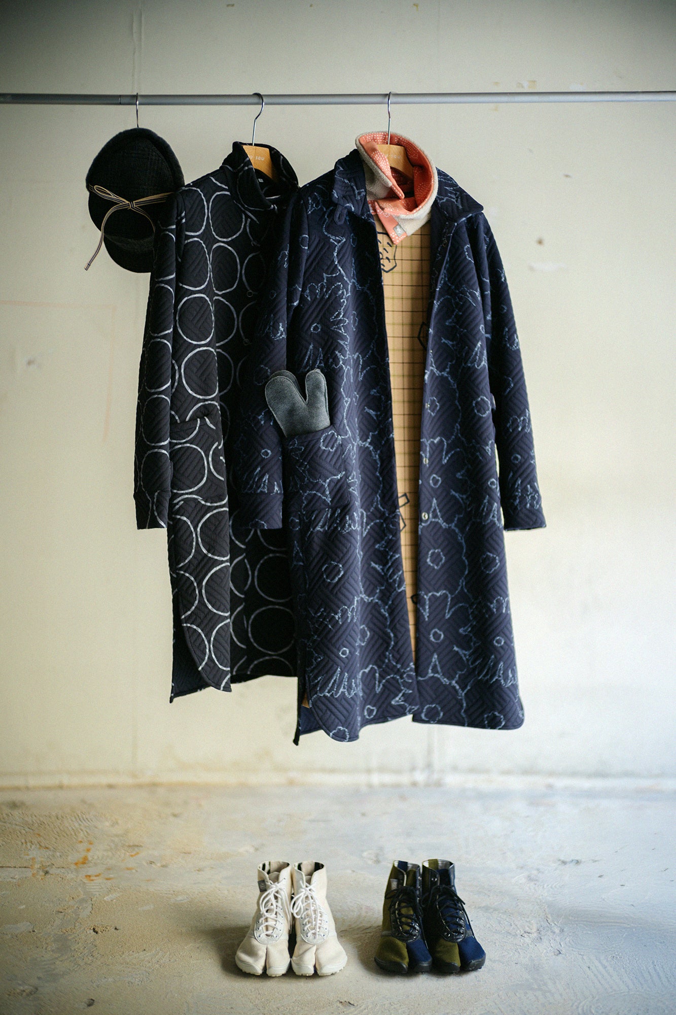 Quilting Jacquard SANPOOne-piece Dress/Oraka Graffiti Dark Navy