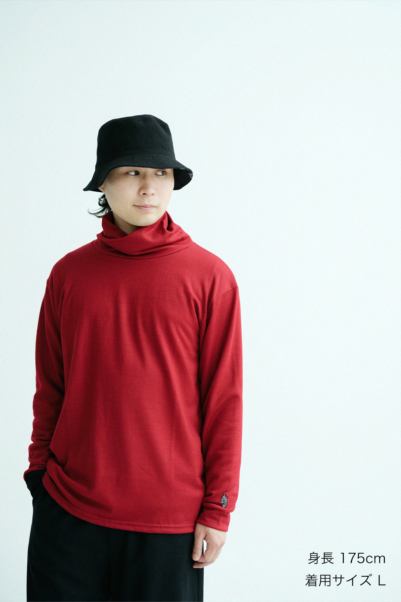 【預購】平針織 可洗羊毛 造型高領L/S長版上衣/深紅色(※預計於12月9日左右發貨)