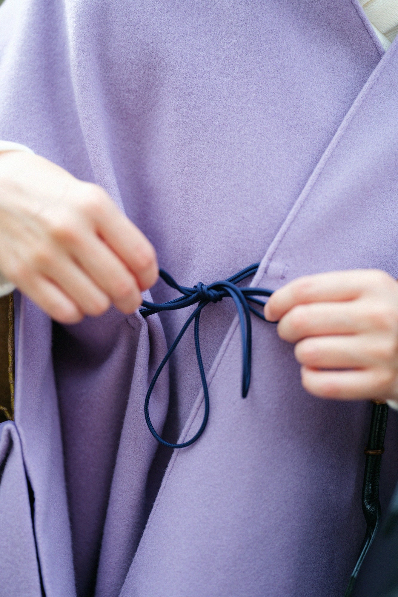 羊毛麥爾登 如月披風斗篷/紫色