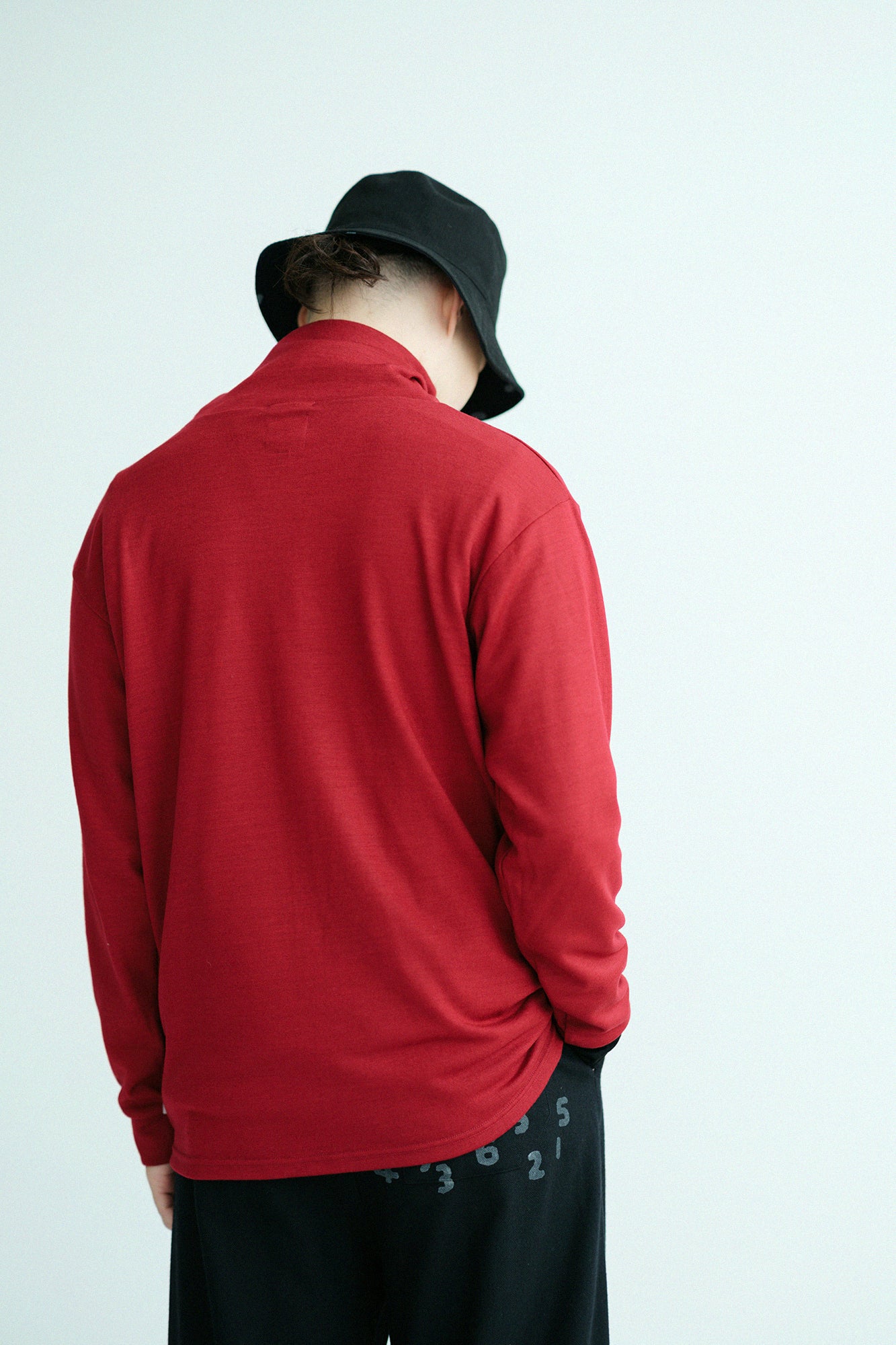 【預購】平針織 可洗羊毛 造型高領L/S長版上衣/深紅色(※預計於12月9日左右發貨)