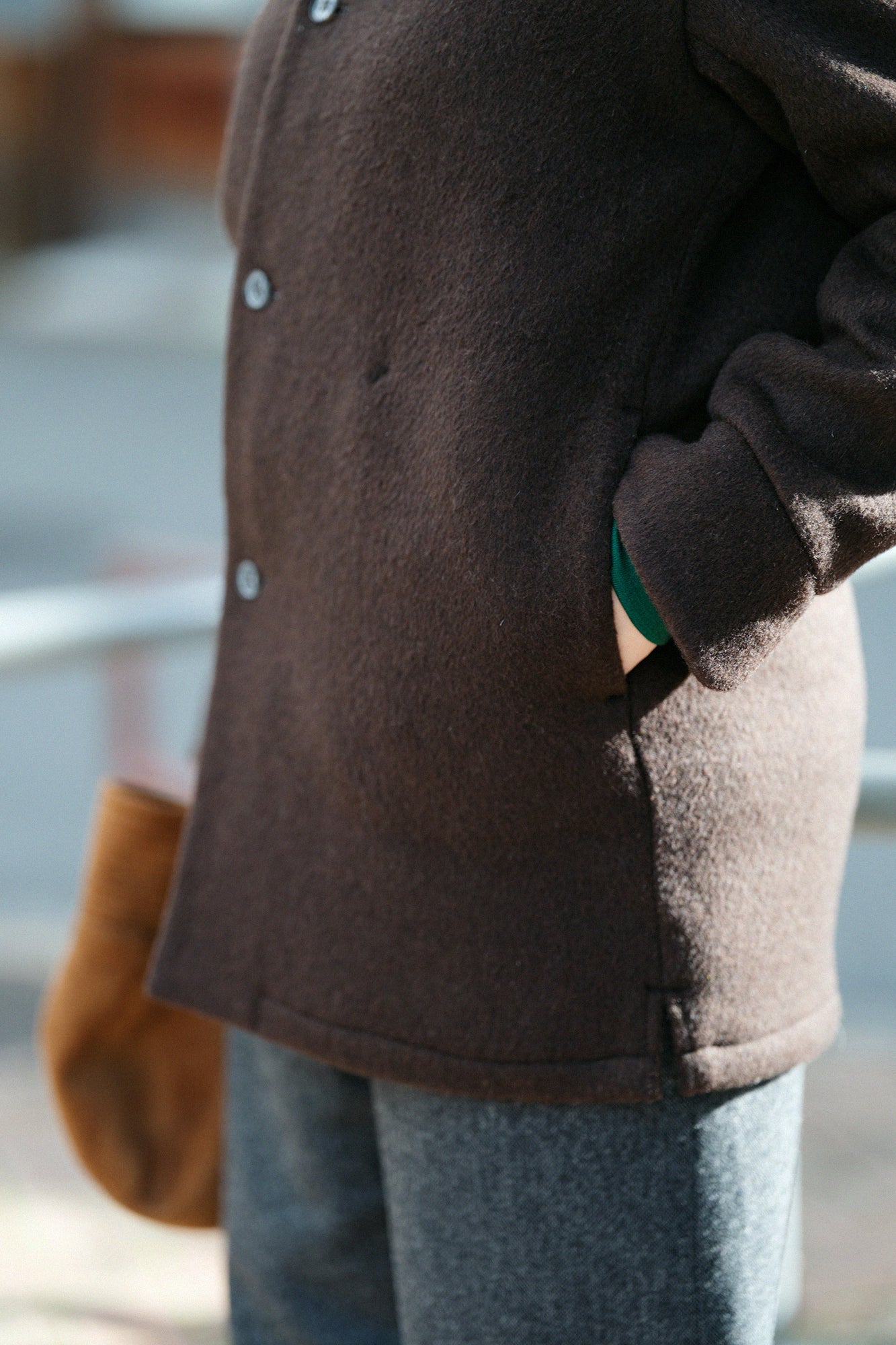 【預購】A.S 雙面羊毛 立領短外套/棕色×網代紋和SO-SU-U十數 昆(※預計於12月9日左右發貨)