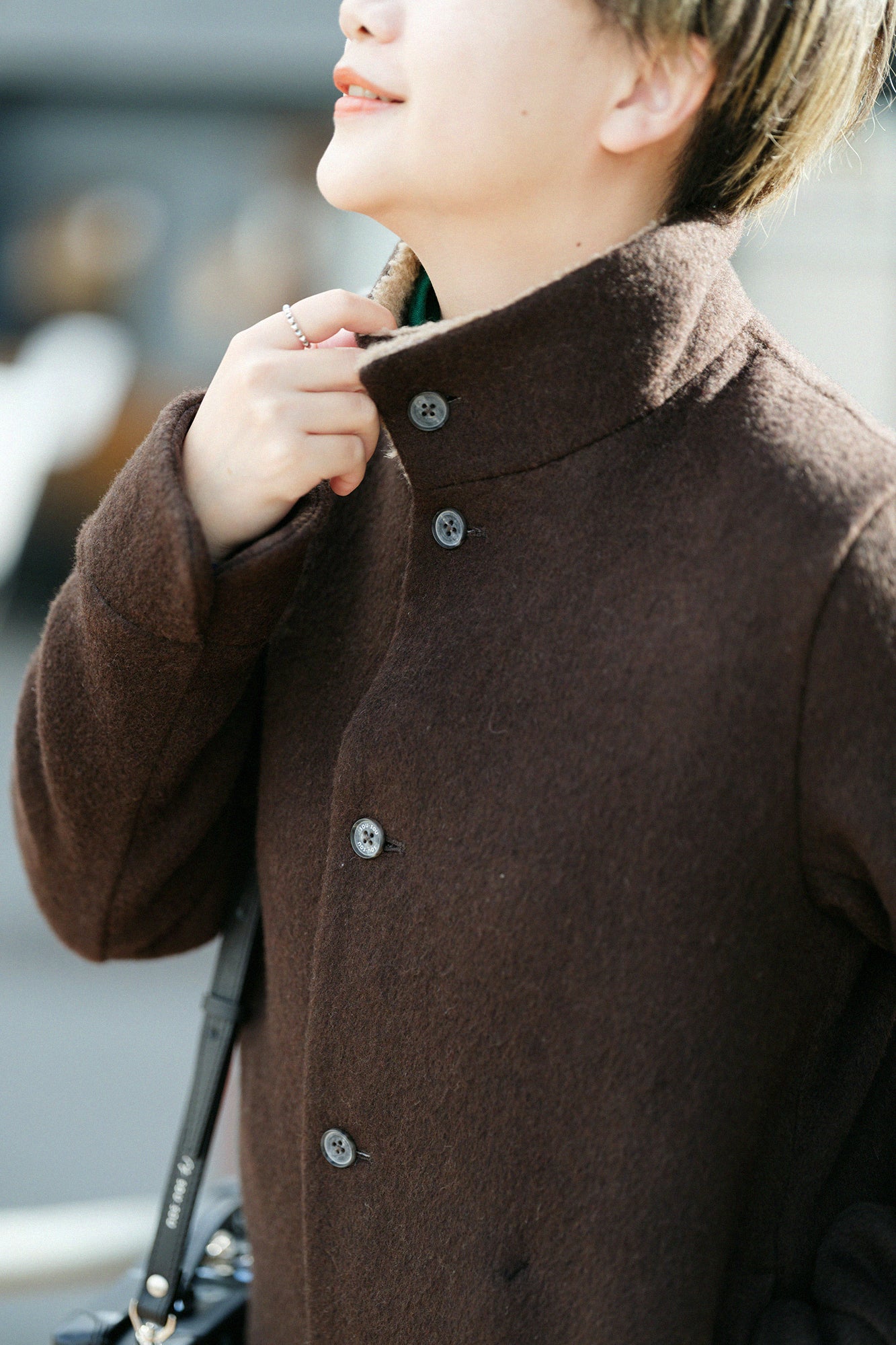 【預購】A.S 雙面羊毛 立領短外套/棕色×網代紋和SO-SU-U十數 昆(※預計於12月9日左右發貨)