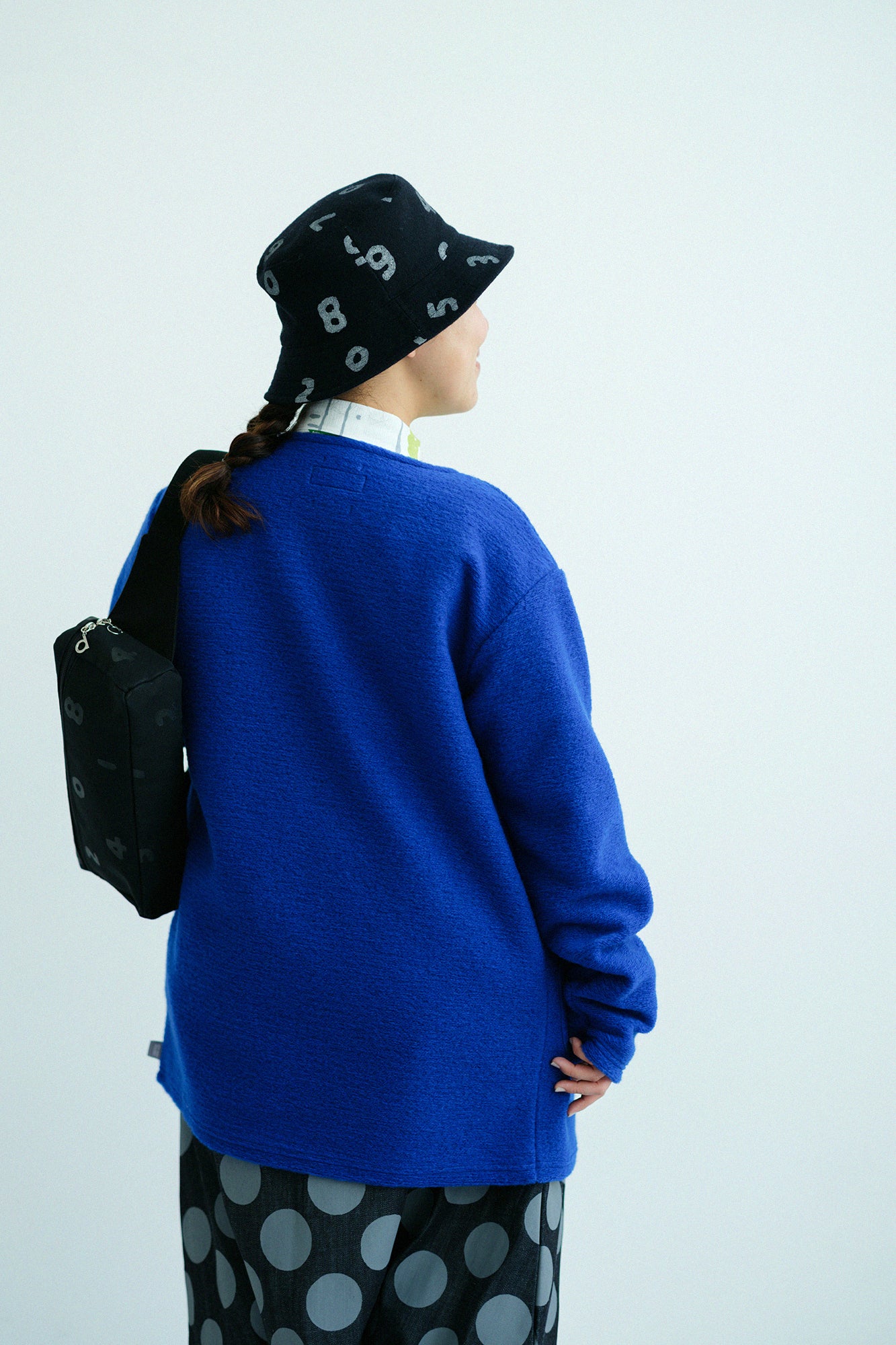 義大利毛絨針織 V領L/S外套/藍色