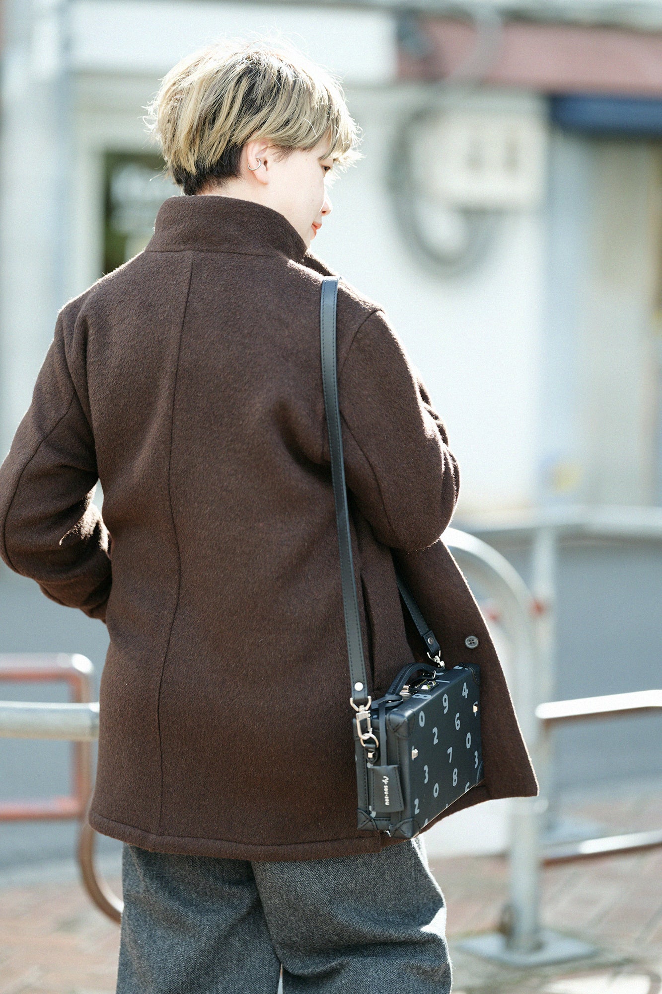 【預購】A.S 雙面羊毛 立領短外套/棕色×網代紋和SO-SU-U十數 昆(※預計於12月9日左右發貨)