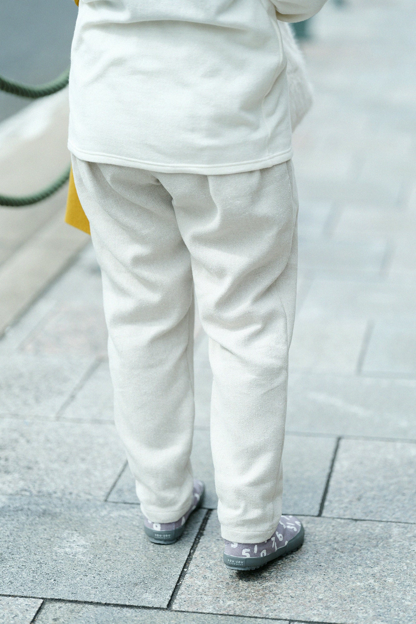 麻絹毛混 二褶 細腿褲/象牙白