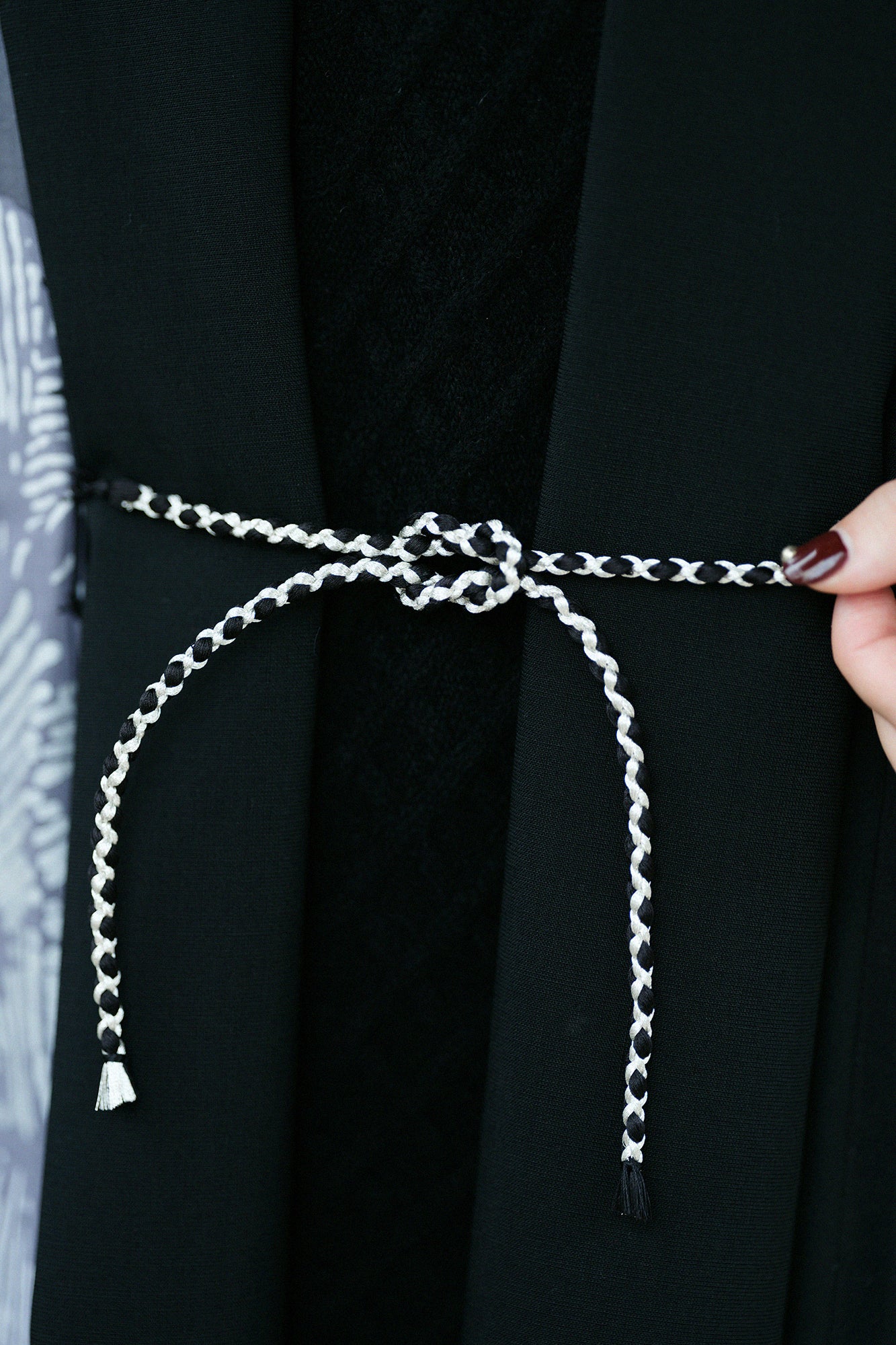 Combed Yarn×Muslin Wool Rectangular Sleeve Coat Reversible / Black×Peony