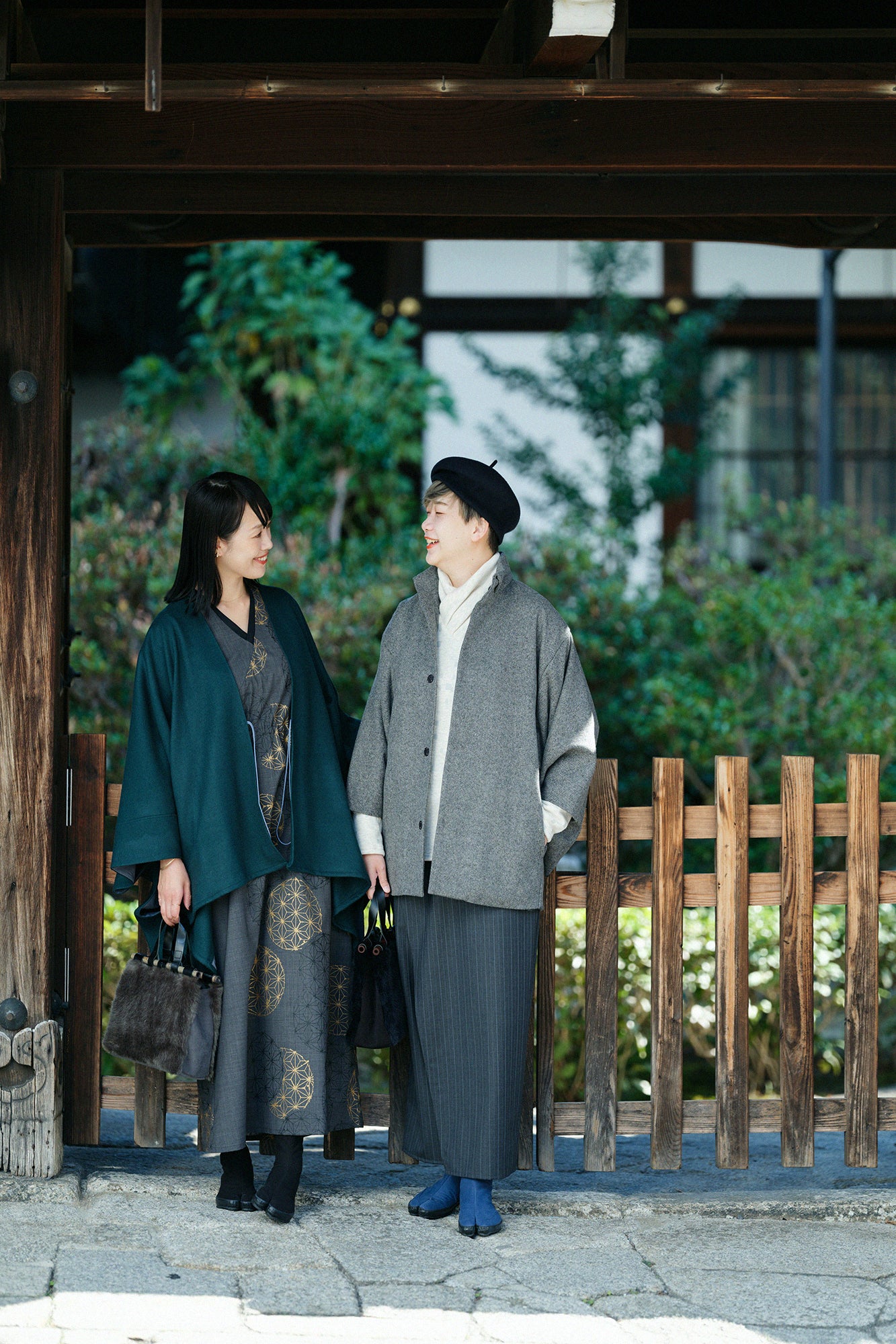 Tweed Kimono Sleeve Coat Short with Lining / Sea Otter Color