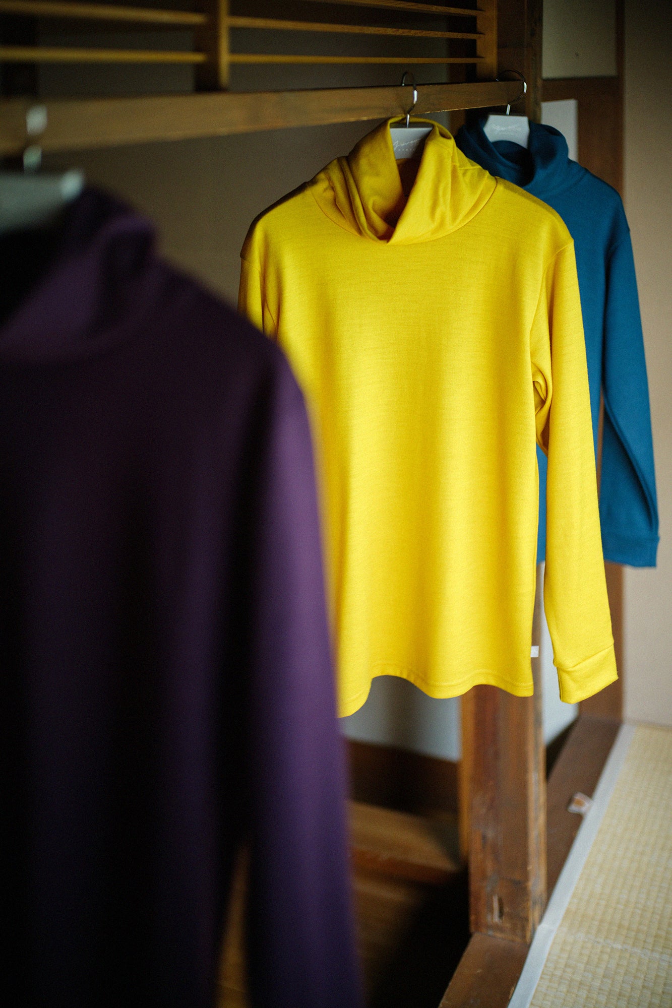 【預購】平針織 可洗羊毛 造型高領L/S長版上衣/紫藍色(※預計於12月9日左右發貨)