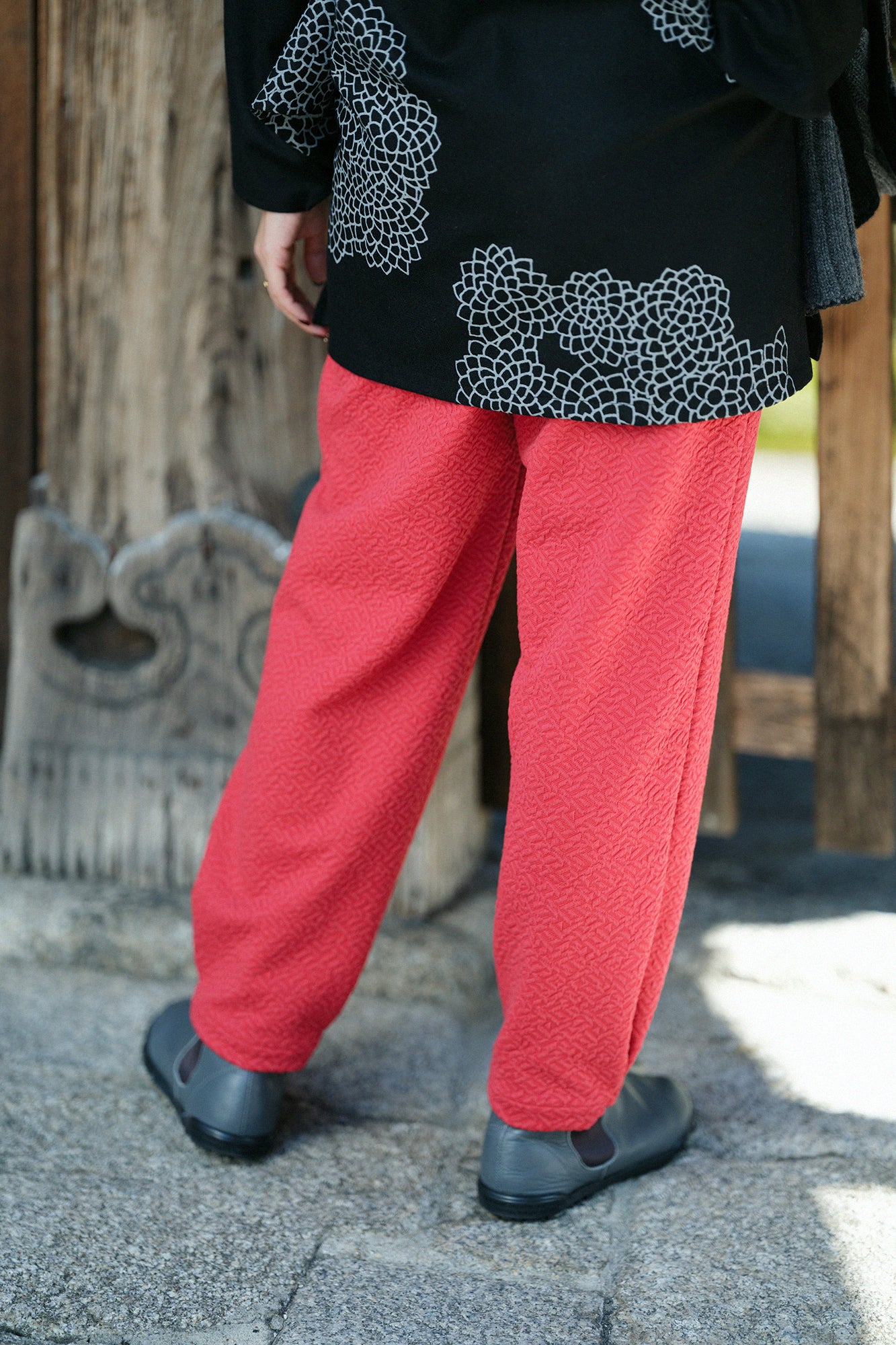 雙層緹花 工人褲/紅色