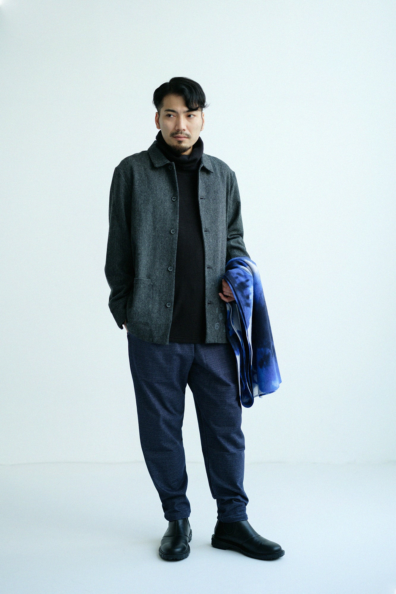 【預購】Soft Thermo(R) 羅紋針織 造型高領L/S長版上衣/黑色(※預計於12月9日左右發貨)