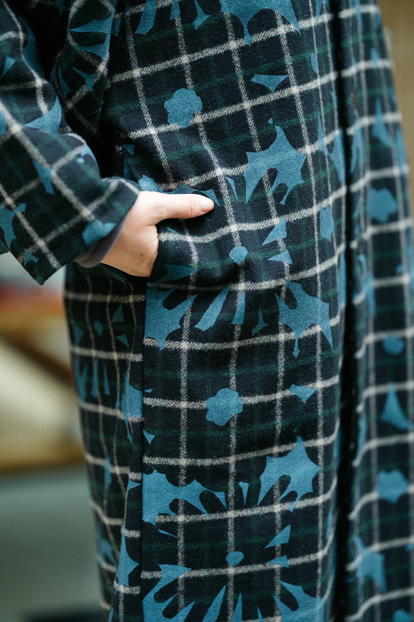 Combed Yarn Lattice Weave Naginata Sleeve Haori Long with Lining / OrakaBlack