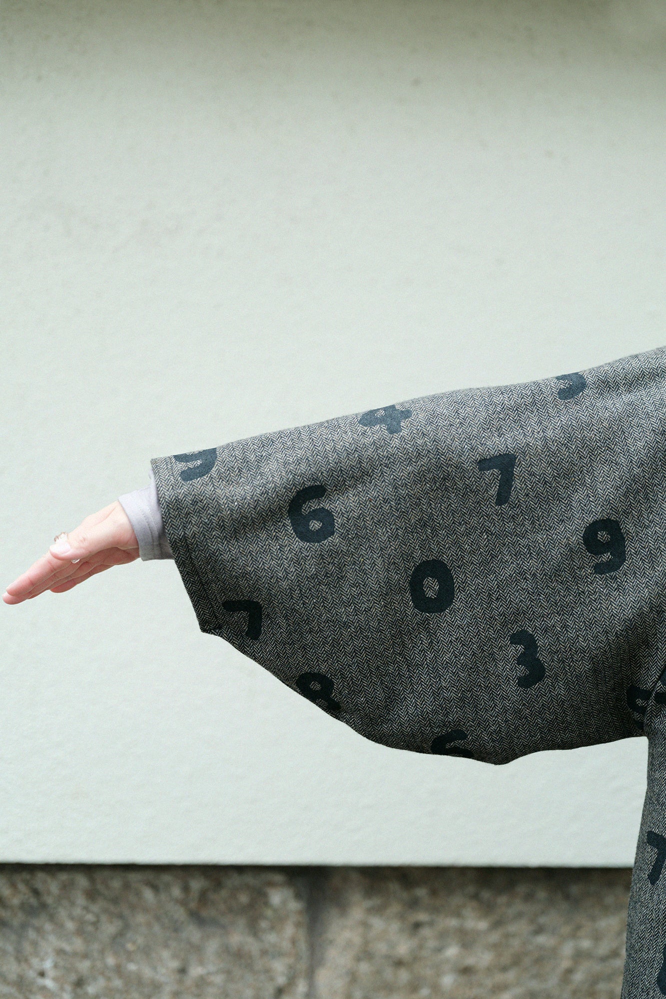 粗花呢 人字形斜紋織 圓弧袖外套 附裡襯/SO-SU-U大 黄枯茶色