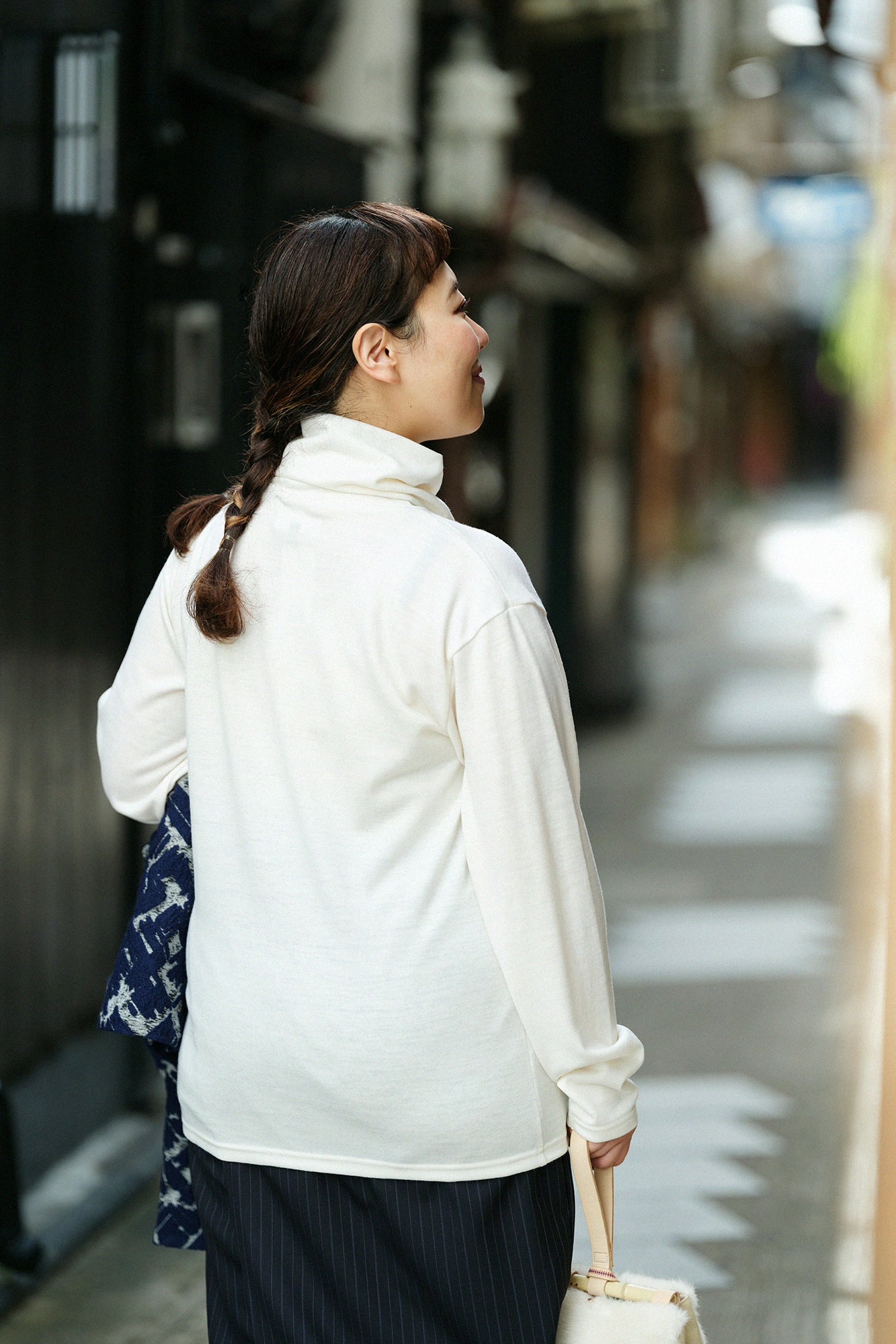 ウォッシャブルウール天竺 衿巻ジバン/鳥の子色(とりのこいろ)