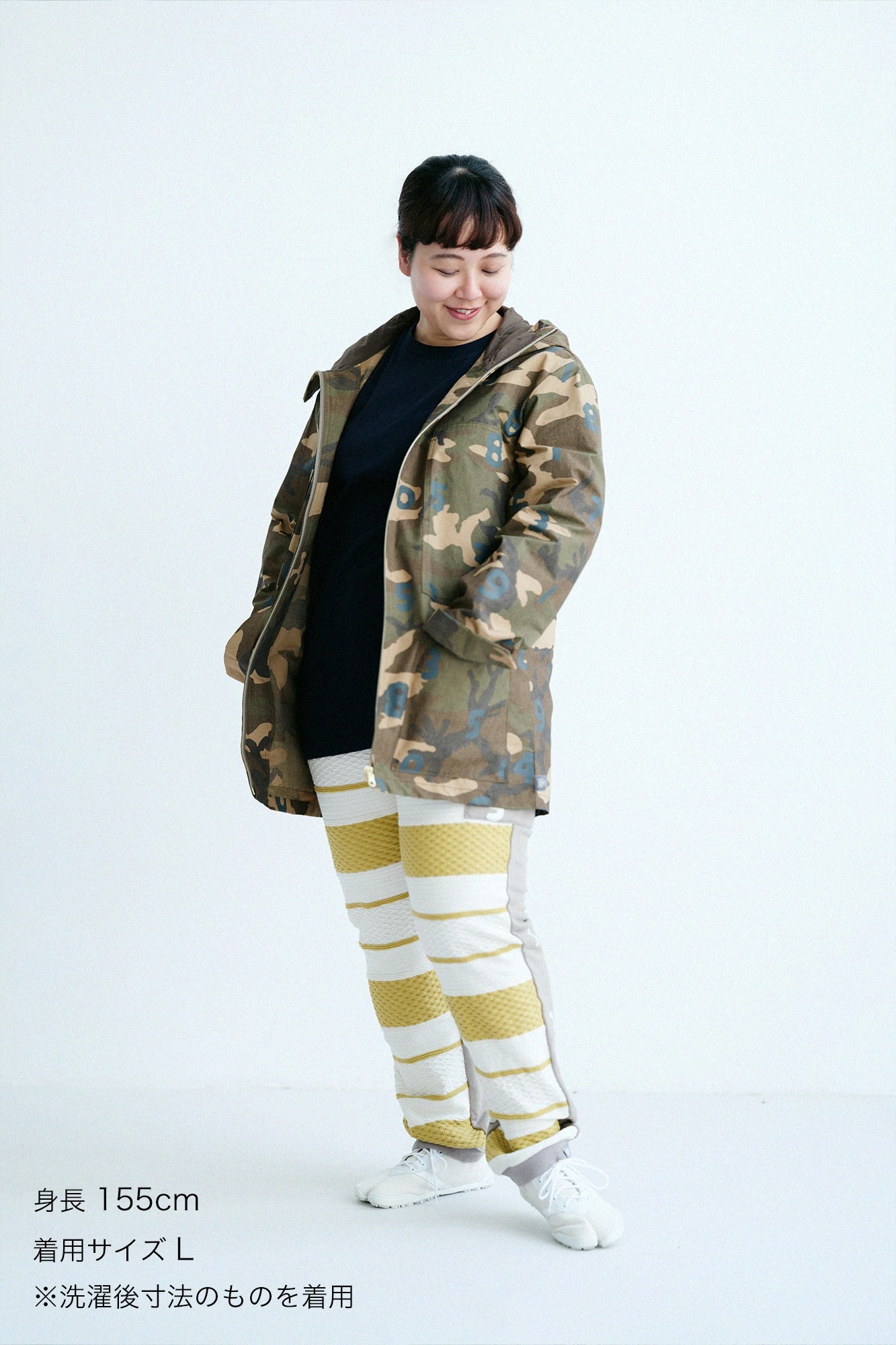 【Ships around Mar 10】Cable Jacquard×Fleece BIKE Pants/Ecru / Yellow Border×SO-SU-U