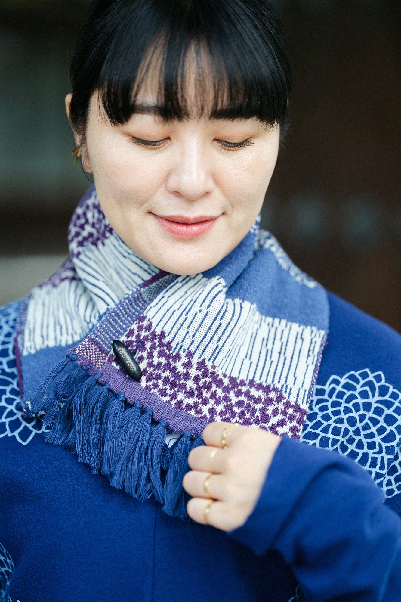 SOU・SOU×MOONBAT Knitted Collar Scarf / Higashiyama Purple