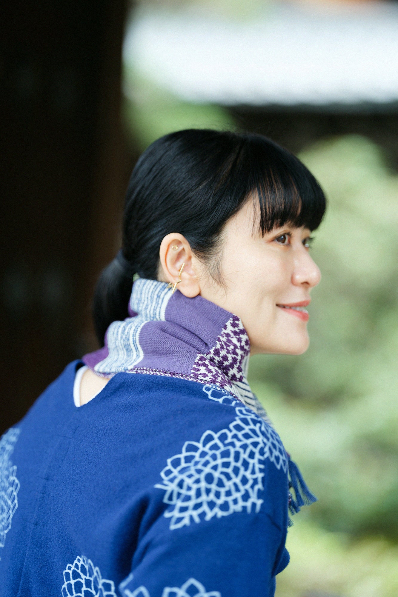 SOU・SOU×MOONBAT Knitted Collar Scarf / Higashiyama Purple