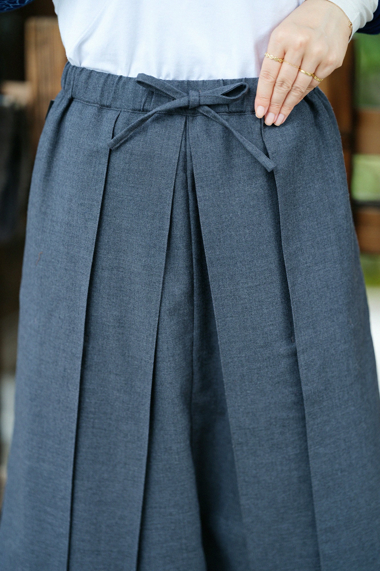 Super 100's Wool Hakama Fuji Pants / Dark Grey